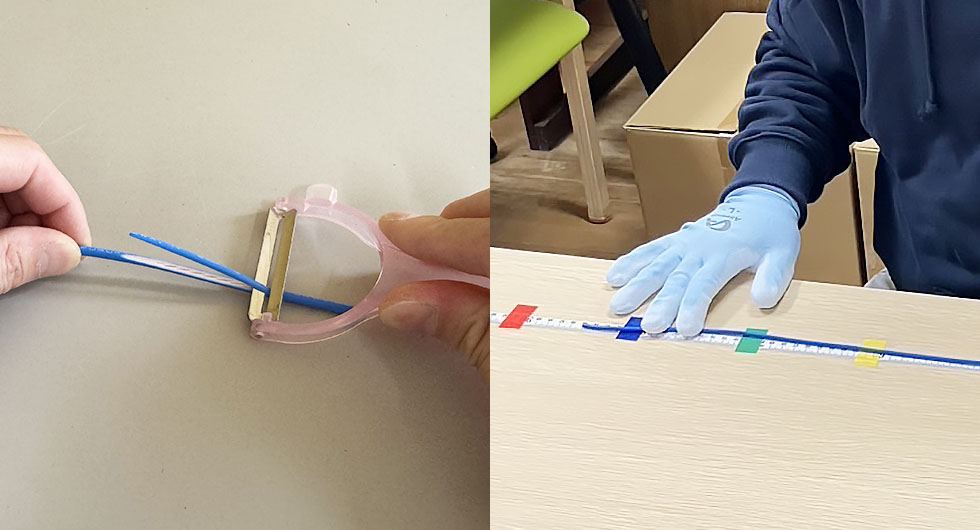 ぷらっとわ〜くで銅線剥離・銅線仕分け作業をしているようす